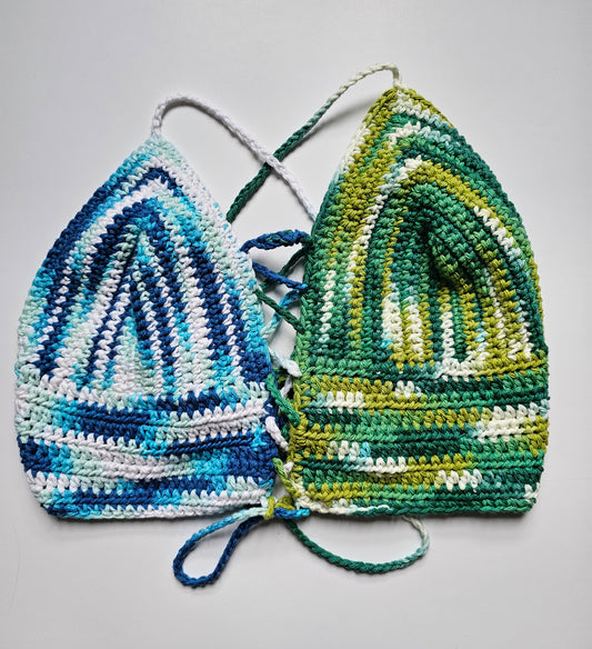 Médium crop top bleu et vert